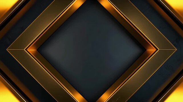 Bold abstract geometric frame with gold and black angular shapes creating modern luxury background design