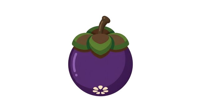 Mangosteen Fruit Vector Illustration, Queen of Fruits Tropical Exotic Fruit Icon, Purple Mangosteen Graphic Design for Healthy Juice and Organic Food Concept