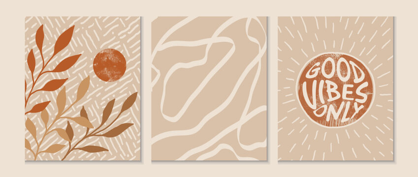 Good Vibes Only Abstract Line Art Poster Set