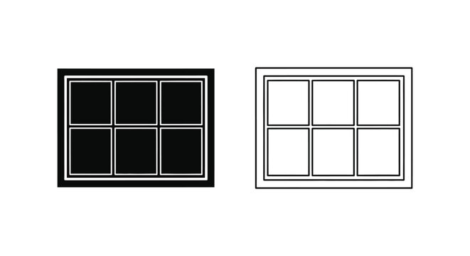 a black and a white window with six panes Vector
