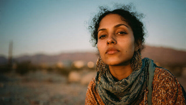 Portrait de jeune femme afro-am&eacute;ricaine en ext&eacute;ireur