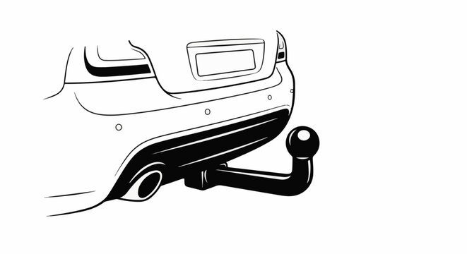 Detailed illustration of a vehicle's rear bumper with a tow hitch