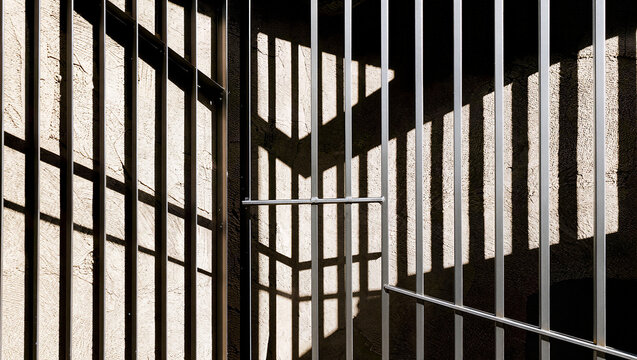 Abstract Geometric Shadows Cast by Vertical Metal Bars
