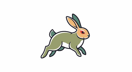 Fototapeta premium Stylized rabbit illustration with green body, orange face, and green ears