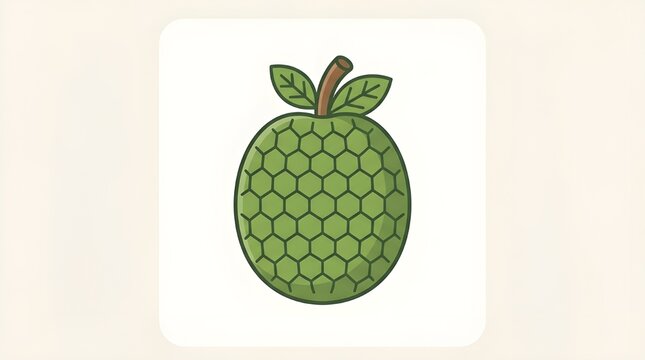 Sugar Apple Custard Apple Vector Illustration, Green Scaly Tropical Fruit Icon, Annona Squamosa Exotic Fruit Graphic for Healthy Dessert and Sweet Fruit Branding.