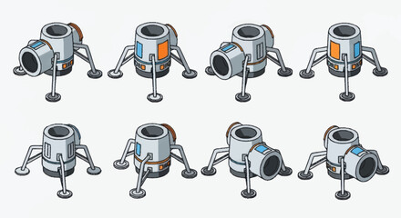 Set of Futuristic Space Lander Legs and Landing Gear Components. © Nemo