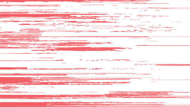 Red and white abstract background with horizontal streaks and scratches digital glitch effect texture overlay