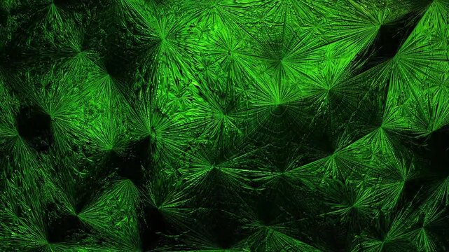 Mesmerizing Green Abstract Loop Background: Simple Kaleidoscope Wave Motion with Evolving Geometric Patterns and Crystal-Like Textures
