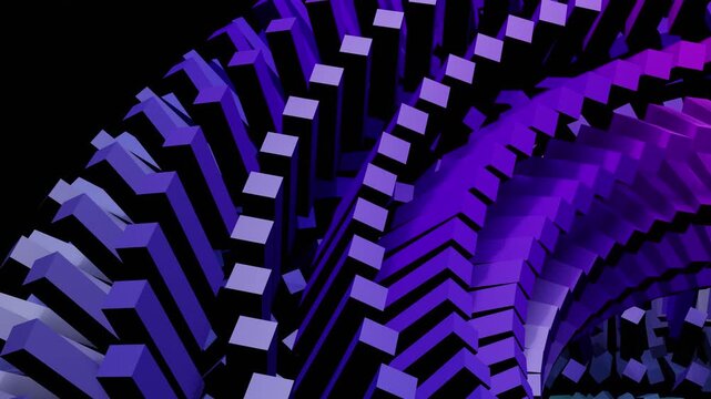Mesmerizing Purple Blue Abstract Loop Background: Simple Kaleidoscope Wave Motion with Dynamic Texture