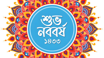 Vibrant bengali new year greetings celebration design for 1433