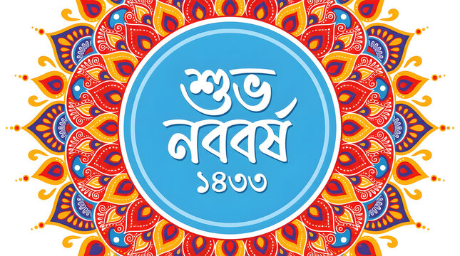 Vibrant bengali new year greetings celebration design for 1433