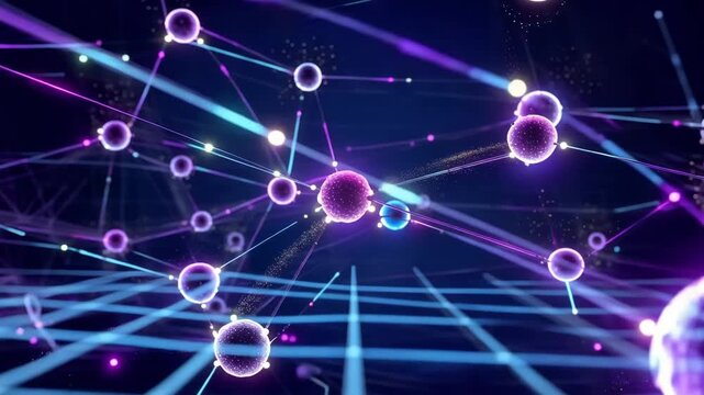 Futuristic neural network visualization abstract data grid environment glowing light signals across complex pathways