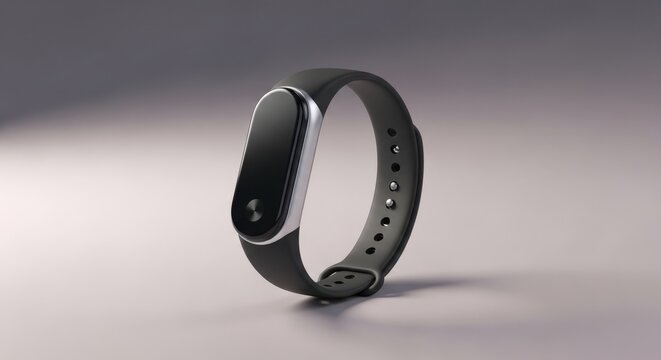 A sleek black smartwatch with a matte finish and silver accents on a gradient background