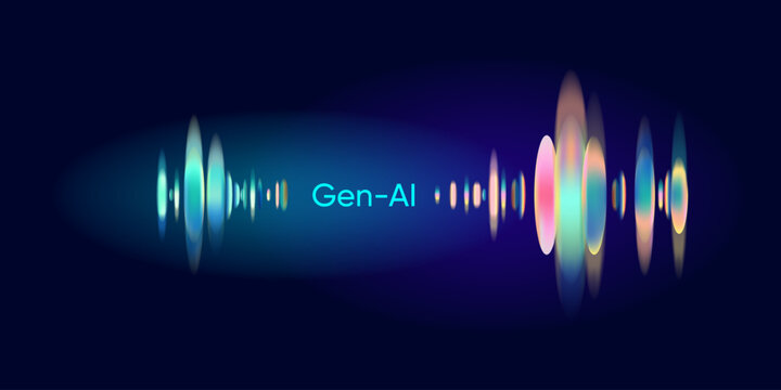 Illustration of abstract stream, AI brain concept. Artificial intelligence. Big data, technology, AI, data transfer, data flow, large language model, generative AI, LLM, NLP. NLG	