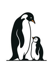 Obraz premium A loving penguin couple stands together