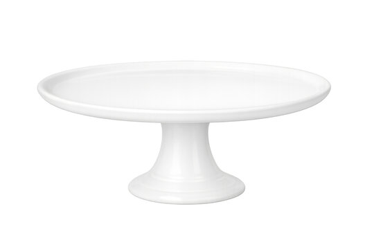 White ceramic dessert stand with transparent background