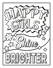 Obraz premium Inspirational Quotes Coloring Page for Girls and Teens, Aesthetic, Y2K Inspired Coloring Pages for Relaxation, Fun and Stress Relief