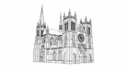 Fototapeta premium Elaborate Gothic cathedral with pointed spires and ornate facade
