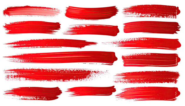 Red brush strokes arranged horizontally against a black background