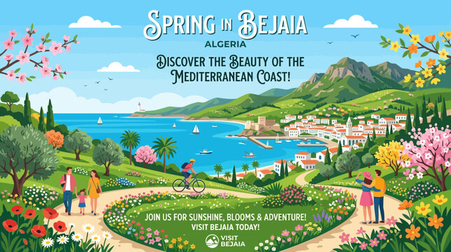 Springtime in Bejaia Algeria with Mediterranean Coast View
