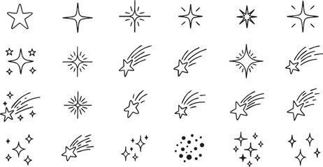 Obraz premium A collection of various celestial and star-related symbols and illustrations