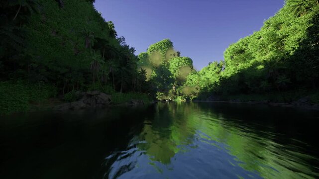 Quiet river meditation spot with secluded banks, soft morning light and steady reflections, gentle water motion, mossy shore and invitation for breathwork