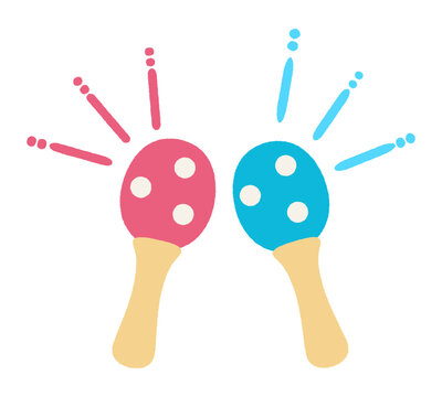 ピンクと水色のマラカスのイラスト