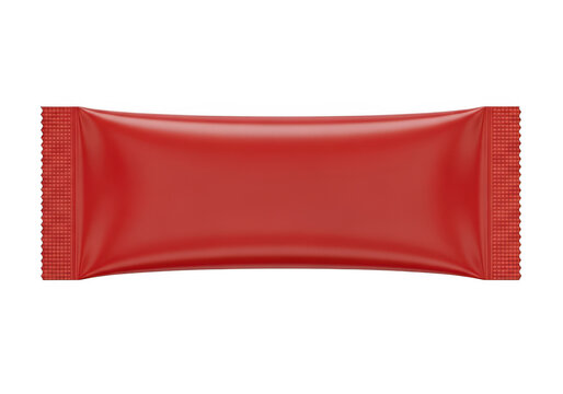 A single red rectangular candy wrapper with a glossy finish