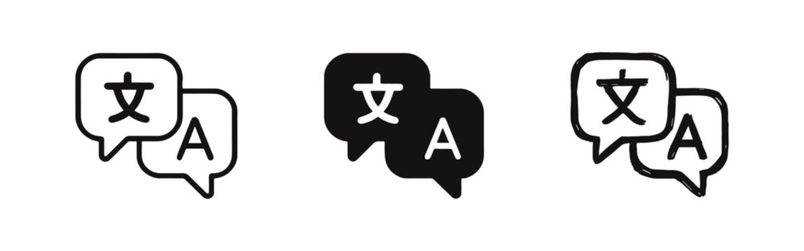 Language Translation and Communication Icon Set with Speech Bubbles