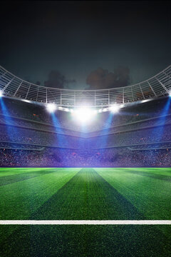  textured soccer game field with isolated, free copy space background - stadium center, midfield, Banner with copy space.