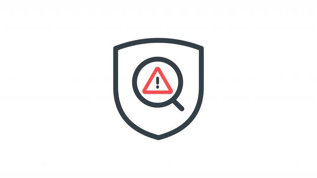 IDS cybersecurity animated icon with shield symbol, warning, and protection indicator in a clean, minimalist style. Perfect for network security, intrusion detection, prevention systems, and tech UI.