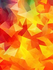 Fototapeta premium Vibrant polygonal background with warm hues of orange, red, yellow, and hints of green