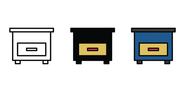 Three modern ovens with digital displays isolated on transparent background