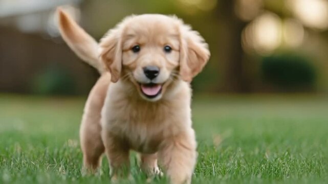 Cute Golden Retriever Puppy Portrait Outdoor Natural Light
Adorable Pet Dog Happiness and Friendship Concept 4K HD Video