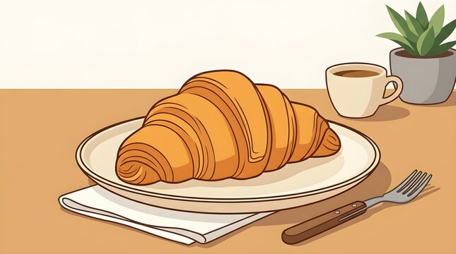 Illustration of Fresh Croissants French Bakery Food