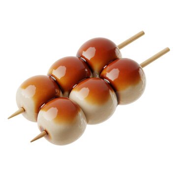 Dangos on skewers with sweet soy sauce glaze