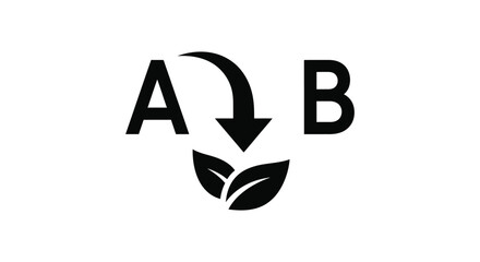 Obraz premium a black icon with a curved arrow and leaves Vector