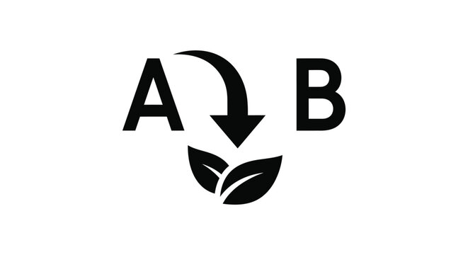 a black icon with a curved arrow and leaves Vector