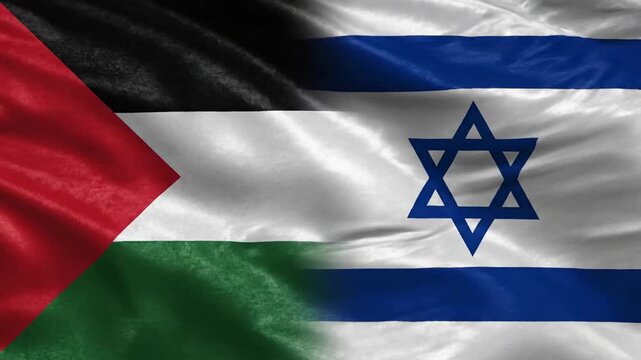 The flags of Palestine and Israel hang side by side in a symbolic display of national identity and unity.