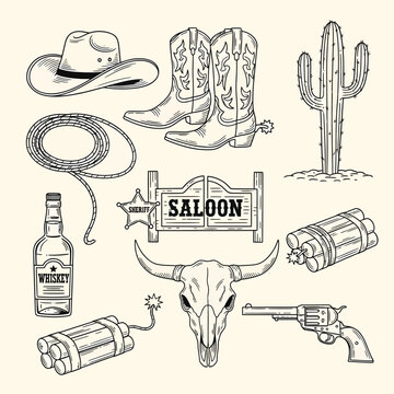 Iconic elements of the classic western saloon and cowboy lifestyle