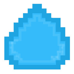 Fototapeta premium Pixel art water drop blue crystal retro game asset