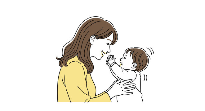 Tender moment between mother and baby.