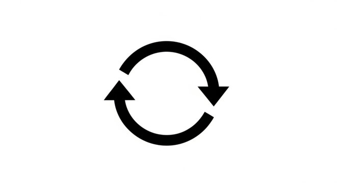 A simple black circular arrow icon on a white background