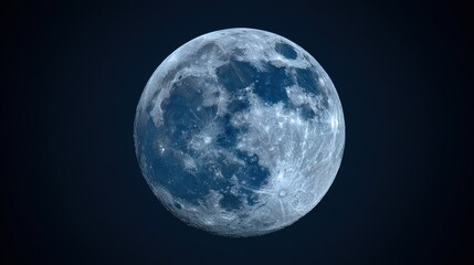 Fototapeta premium planetarium. Close-up view of the moon showcasing detailed craters under cool blue moonlight. STEM education sheets, lab safety posters, designed for STEM education and laboratory safety posters.