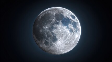 Naklejka premium planetarium. Close-up view of the moon showcasing detailed craters under cool blue moonlight. STEM education sheets, lab safety posters, designed for STEM education and laboratory safety posters.