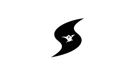 Obraz premium Black stylized S letter with white abstract symbol inside.