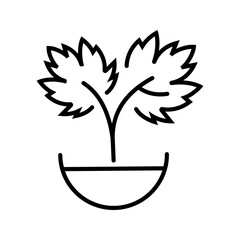 Fototapeta premium Grape sprout icon. Nature and gardening line symbol. Black and white.