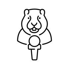 Fototapeta premium Groundhog interview icon. Media and news interview line symbol. Black and white.