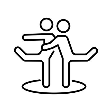 Pair figure skating icon. Sports and figure skating line symbol. Black and white.
