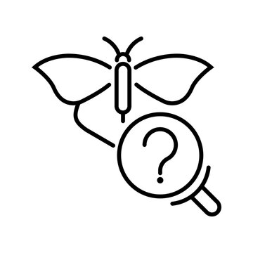 Species identification icon. Science and taxonomy line symbol. Black and white.